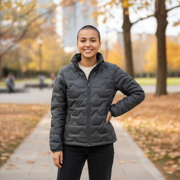 Columbia Omni-Heat Puffer Jacket Women’s Small Gray Down Insulated Cozy Winter - Picture 1 of 11